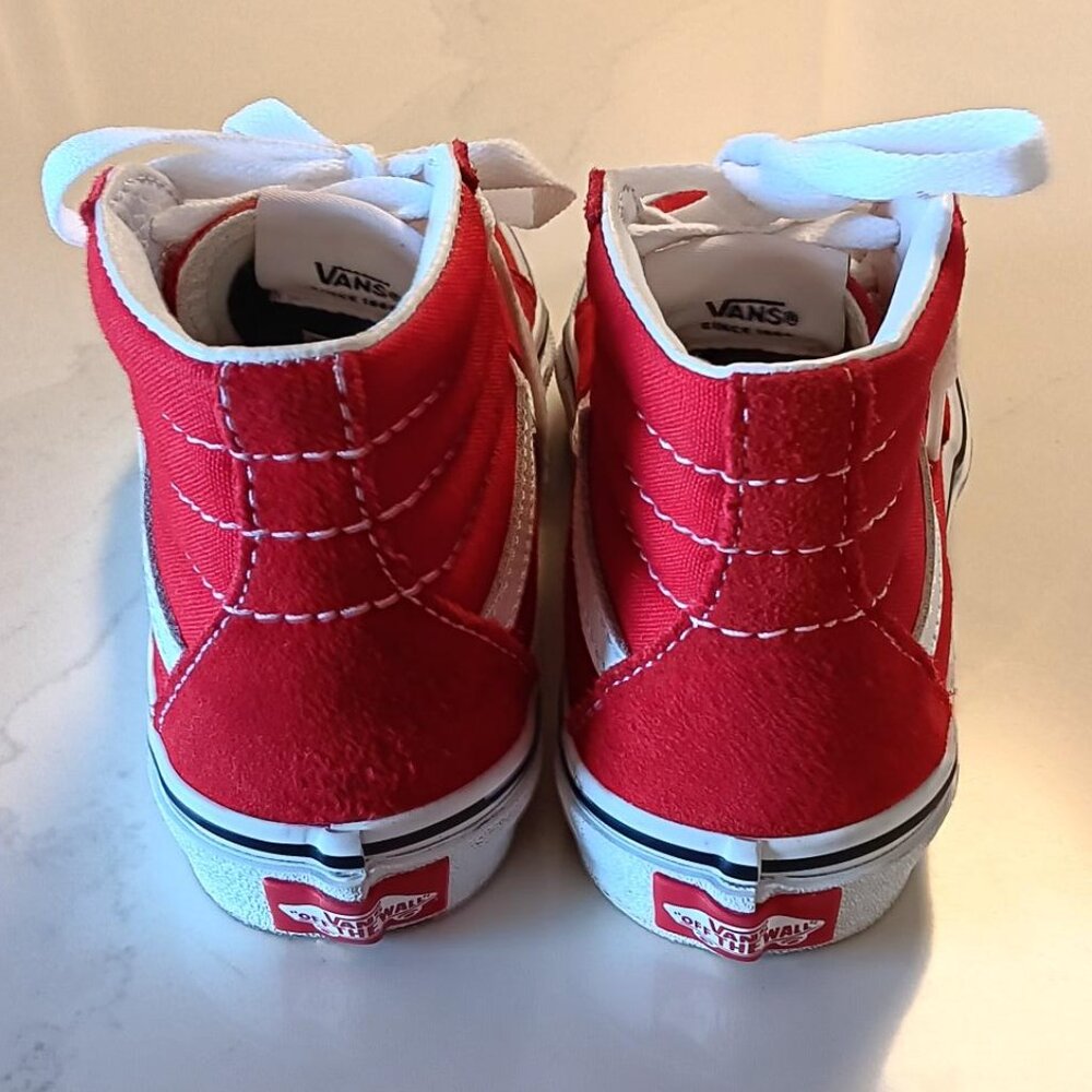 VANS Kids Hightop Sk8-Hi Red Sneakers Size 13.5 - Picture 3 of 15